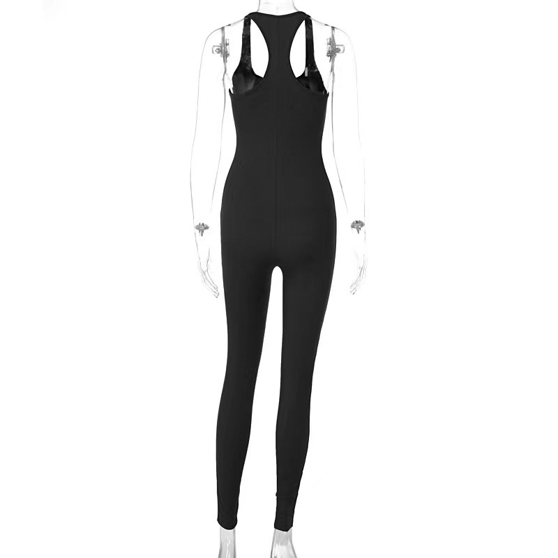 Cross-border Europe and the United States fashion summer women's work back U collar sexy solid color tight package hip sports one-piece yoga pants short