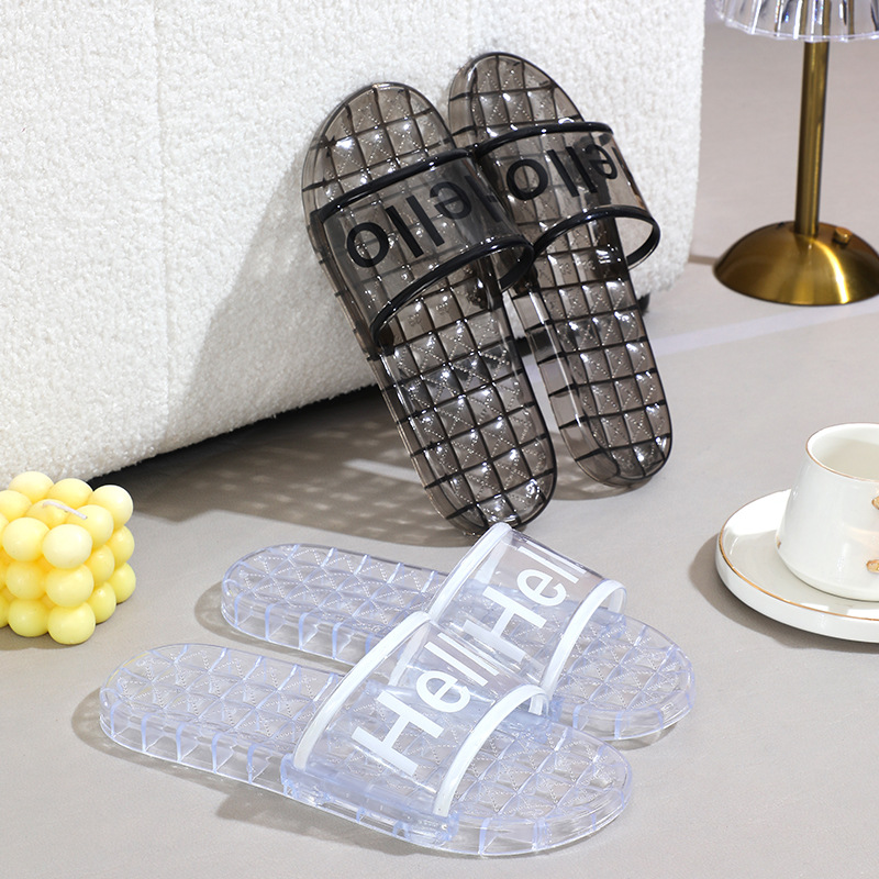 Fashion home transparent jelly plastic sandals slippers female summer new indoor bath bathroom crystal slippers wholesale