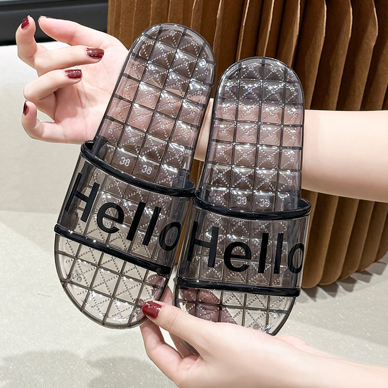 Fashion home transparent jelly plastic sandals slippers female summer new indoor bath bathroom crystal slippers wholesale